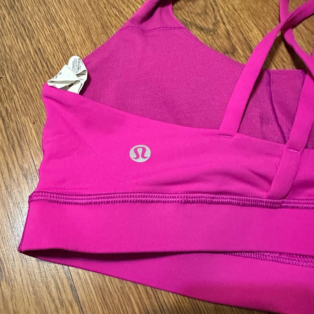 Lululemon magenta pink Crossback padded sports bra size 10 yoga running straps - Picture 3 of 6